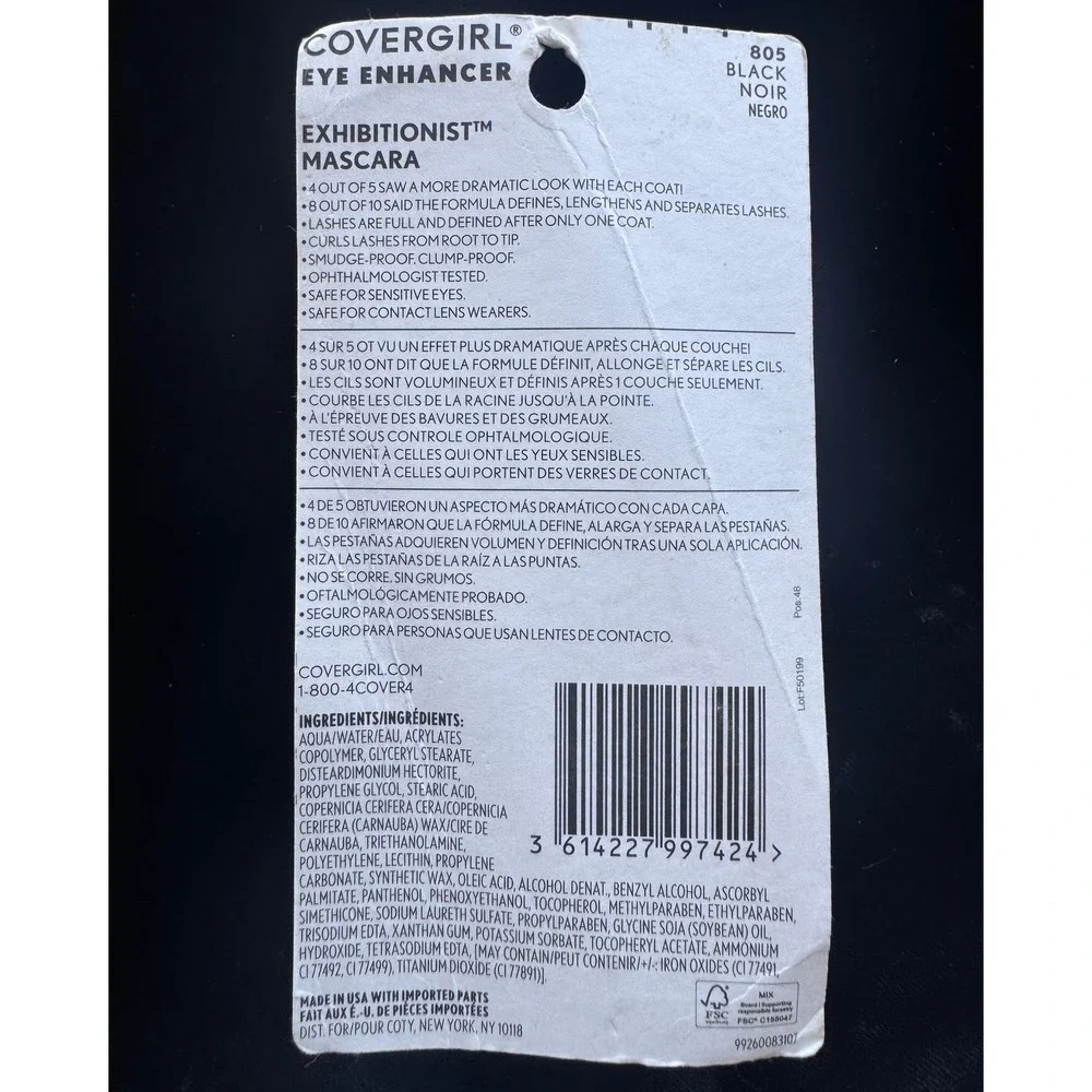 CoverGirl Exhibitionist Mascara 805 Black Eye Enhancer 0.3 fl oz New Sealed